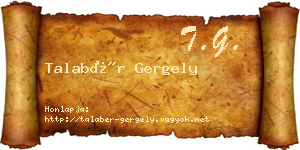 Talabér Gergely névjegykártya